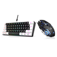 thumbnail image 1 of Zootealy Clavier de Jeu Compact à Membrane 61 Touches avec Ligne de Touches Divisée, Rétroéclairage RVB Bicolore, Disposition Mini 60 %, Coloris Noir et Blanc, Inclut une Souris G3, 1 of 7