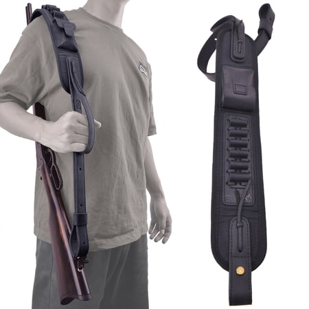 Leather Canvas Rifle Sling Gun Ammo Holder Slots Strap with Swivels for .30/30 .357 Ammo Hunting GIFTS