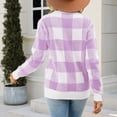 thumbnail image 6 of VERUGU Womens Sweaters Fashion Winter Knit Plaid Print Warm Comfortable Loose Long Sleeve Crewneck Pullover Casual Sweater Purple S, 6 of 8