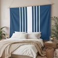 thumbnail image 3 of Navy Blue White Stripe Tapestry for Bedroom Wall Hanging Tapestry, Modern Rustic Vertical Striped Ceiling Backdrop Tapestries Poster Blanket Wall Decor for Teens Room Living Room Dorm 55" x 73", 3 of 8