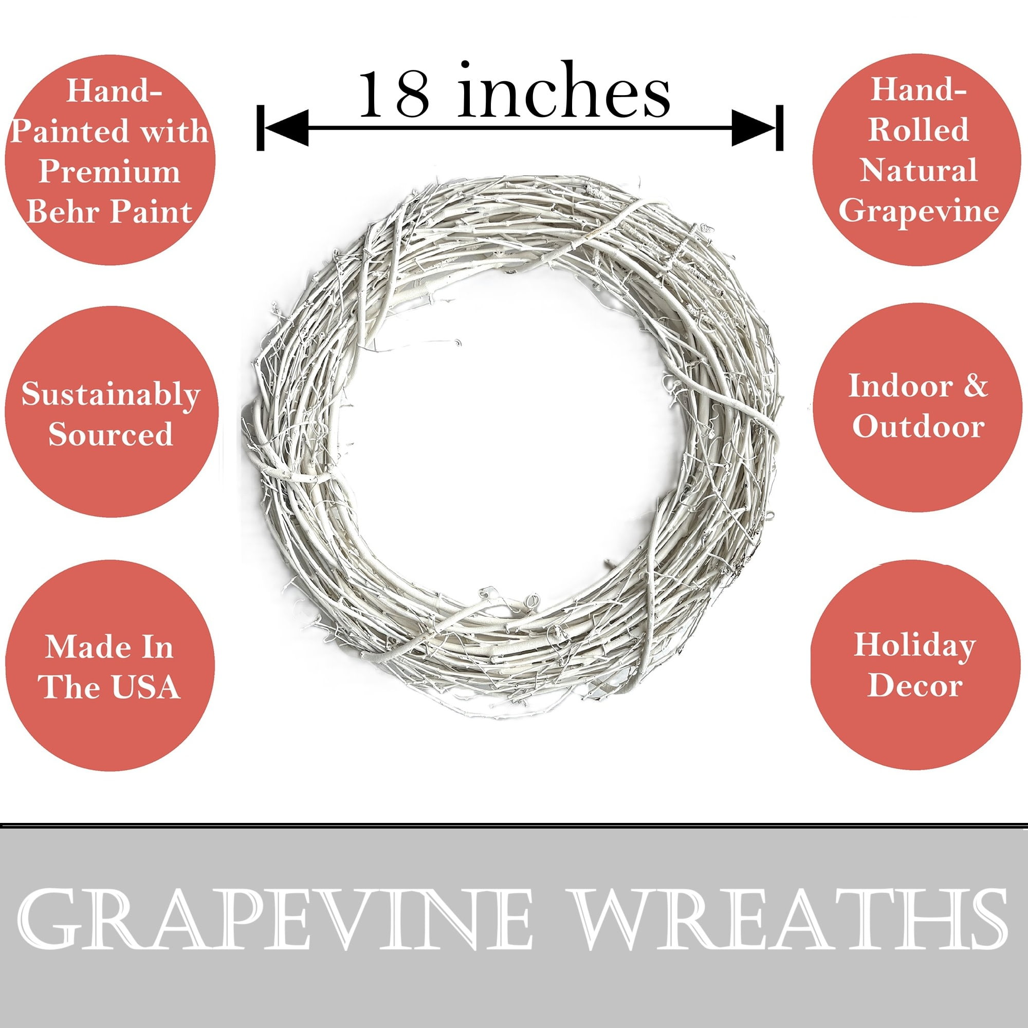Kraft Lane: 18" Painted Grapevine Wreath - White - DIY Craft Projects, Handcrafted, In-Outdoor Decoration, Behr Paint, Seasonal-Holiday-Event-Home