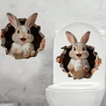 thumbnail image 4 of 1/2pcs Easter Rabbit Decal Ripped 3D Effect Sticker, Realistic 3D Rabbit Breaking Through Wall Waterproof Self-Adhesive, for Window Toilet Seat Home School Spring Easter Party Decoration, 4 of 9