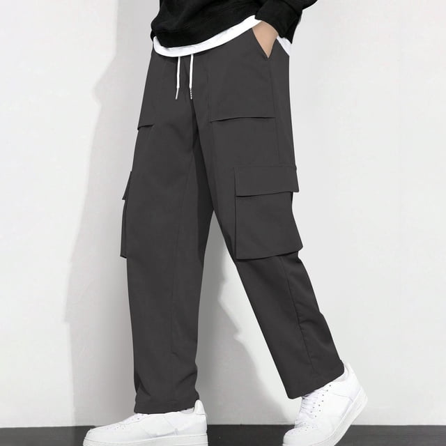 Pantalon Cargo Léger pour Hommes Pantalon Cargo Cool Pantalon de Travail Pantalon pour Hommes Grande Taille Pantalon Extensible pour Hommes (Gris Foncé, m)
