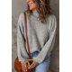 thumbnail image 3 of ABPHQTO Suéter de mujer liso gris con cuello alto y hombros caídos, 3 of 5