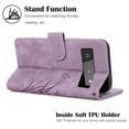 thumbnail image 2 of ELEHOLD Flip Wallet Case for Google Pixel 8 Pro Case Embossed Flower Butterflies Premium Leather Card Slots Kickstand Function Magnetic Clasp Detachable Wrist Lanyard Full Protective Case,purple, 2 of 6