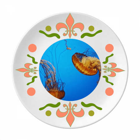 

Ocean Jellyfish Science Nature Picture Flower Ceramics Plate Tableware Dinner Dish