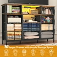 thumbnail image 2 of Eunon Dresser TV Stand with 10 Drawers for 55" TV Stand with LED Lights & Power Outlets Wide Dresser with Shelves & Side Pockets for Bedroom , Rustic, 2 of 9