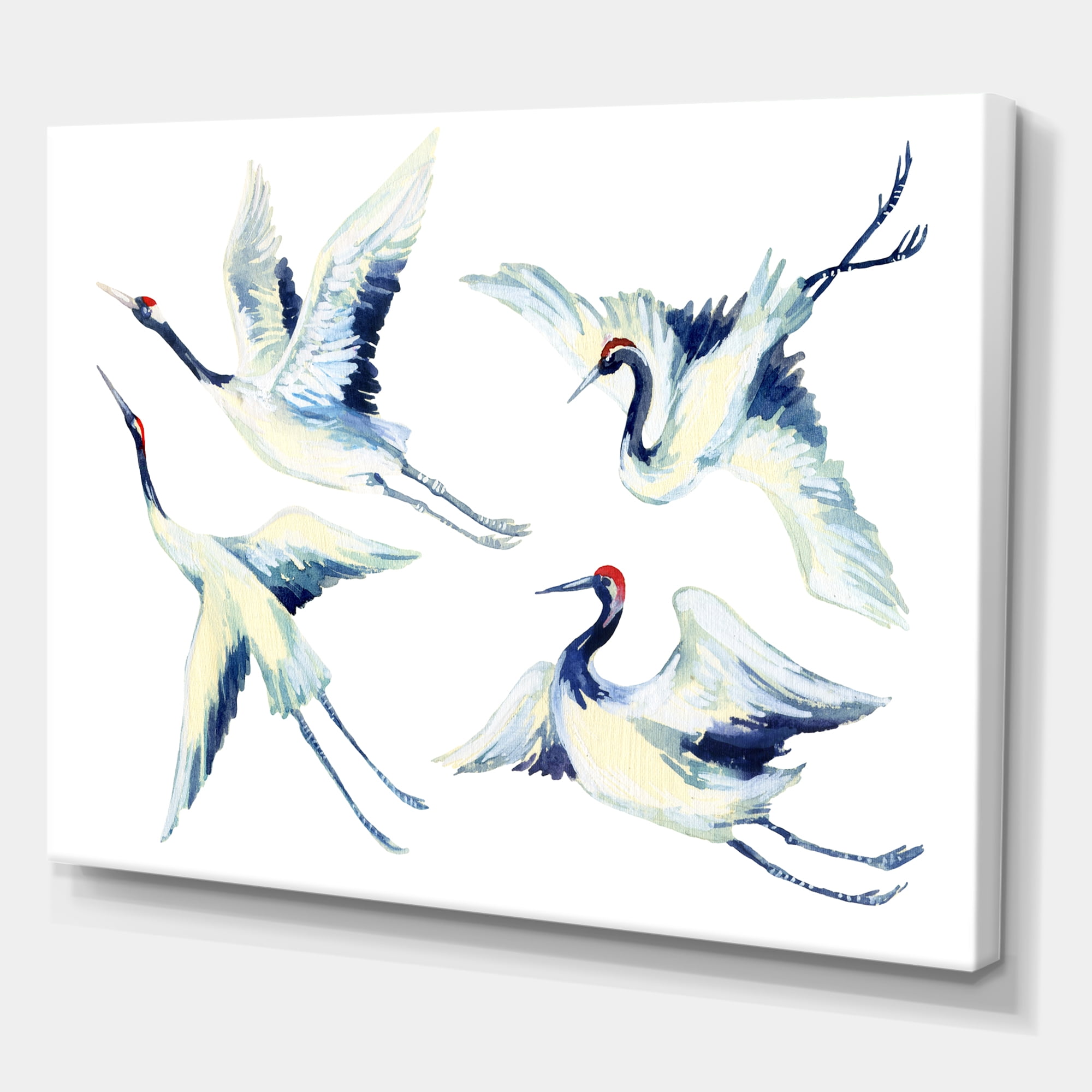 Designart ' Asian Crane Bird Impression II ' Traditional Canvas Wall Art Print