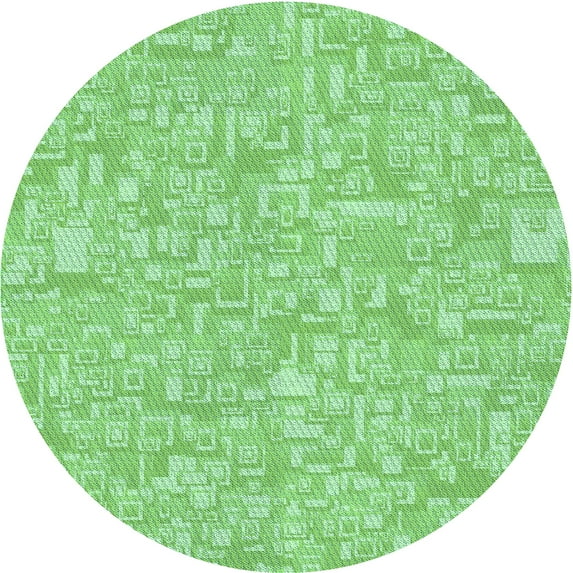 Ahgly Company Machine Washable Indoor Round Transitional Jade Green Area Rugs, 8' Round