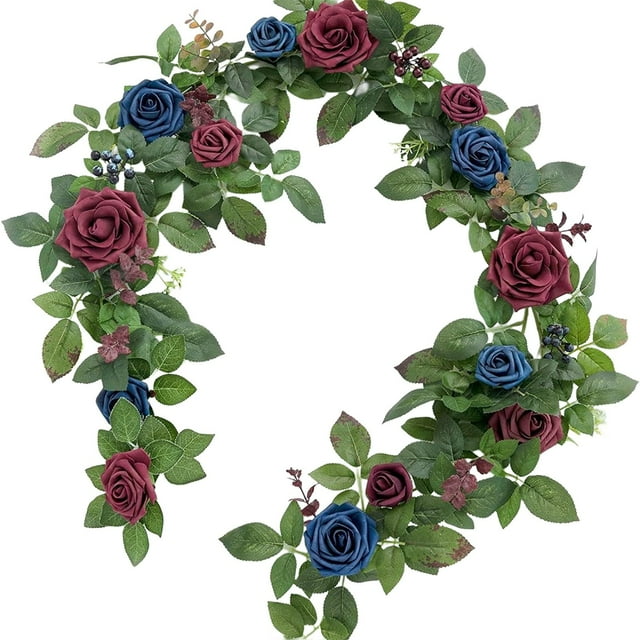 Realistic Artificial & Rose Greenery Garland For Wedding Table Chair Decor Faux Botanical Vine With Lifelike Leaves For Rustic Arch Centerpiece Arrangement