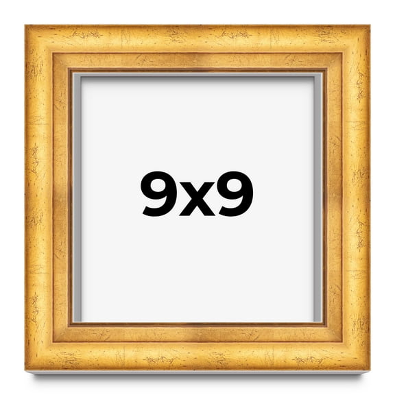 9x9 Gold Shadowbox Frame - Interior Size 9x9 by 1.75 Inches - Made to Display Items Up To 1.75 Inches Deep