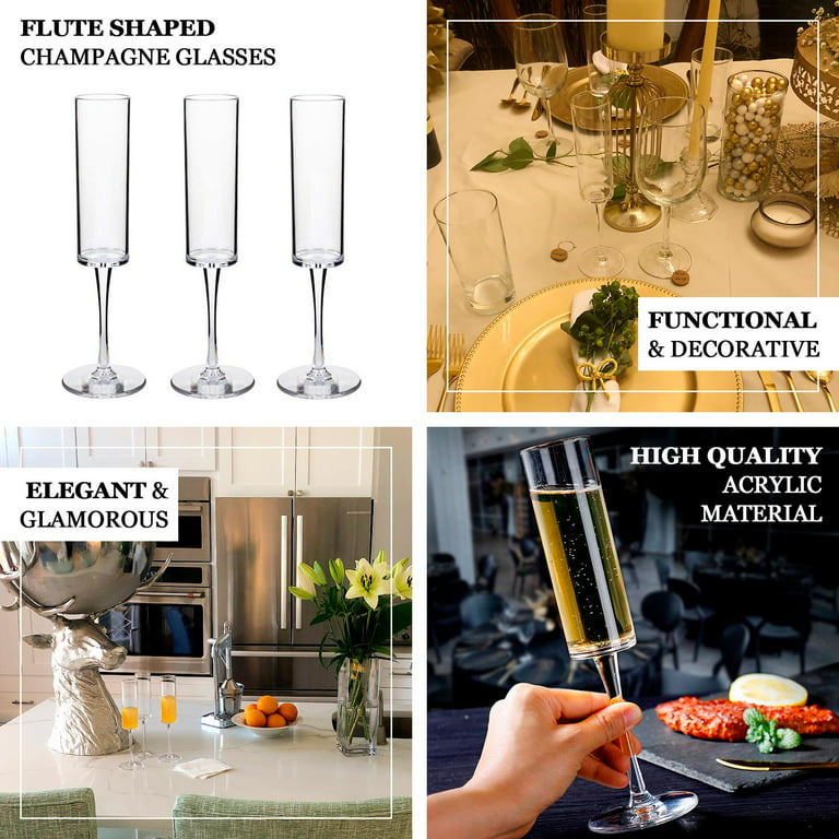 Efavormart 6 Pack | 8oz Black Crystal Cut Reusable Plastic Wine Glasses, Disposable Cocktail Goblets, Size: One Size