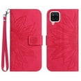 thumbnail image 1 of Mantto for Samsung Galaxy A12 5G Wallet Case with Wrist Strap,Stylish Sunflower Embossed PU Leather Shockproof Protective Magnetic Clasp Flip Kickstand Card Slots Phone Cover,Rose, 1 of 10