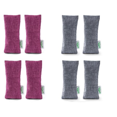 n'Odor's The Only USDA Certified Carbon Odor Eliminator Bags Lab Tested Proven to Eliminate Odors 4-5 Times Faster Than Bamboo Charcoal, 4 Pack, 2 Grey Pair of Shoe Bags & 2 Pair of Fuchsia Shoe Bags