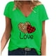 thumbnail image 2 of Puntoco - Camiseta holgada con cuello en V para mujer, informal, a la moda, con estampado de manga corta Puntoco Puntoco-5289, 2 of 3