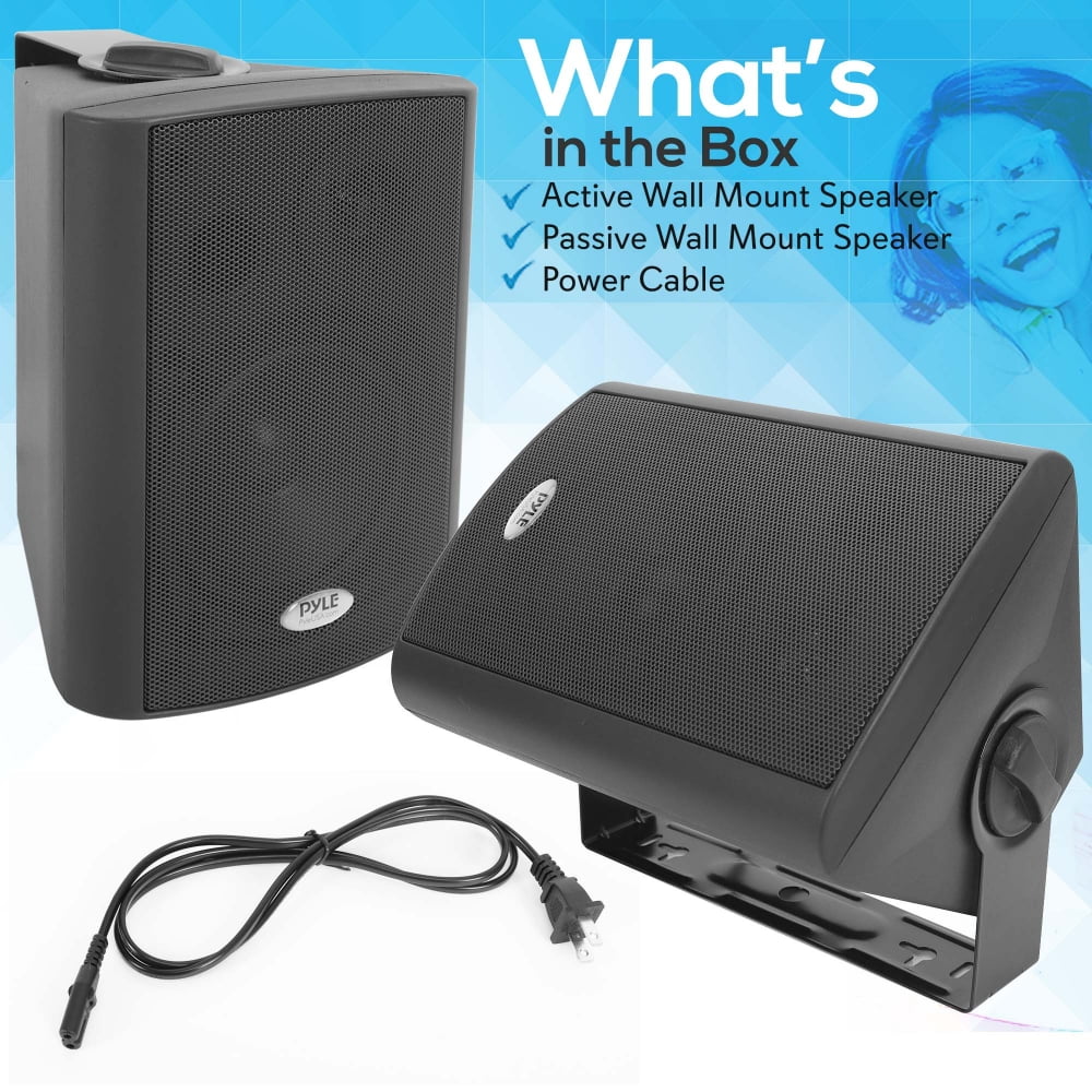 Pyle Bluetooth Wall Mount Speaker System, Active Powered Wall Mount Home Speakers, Input (5.25 Inch, 300 Watt MAX) (PDWR53BTBK) - Walmart.com