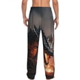thumbnail image 2 of Bixox Men's Fiery Black Dragon Attack Patterned Pajama Pants with Pockets Lounge Clothes for Home, 2 of 5