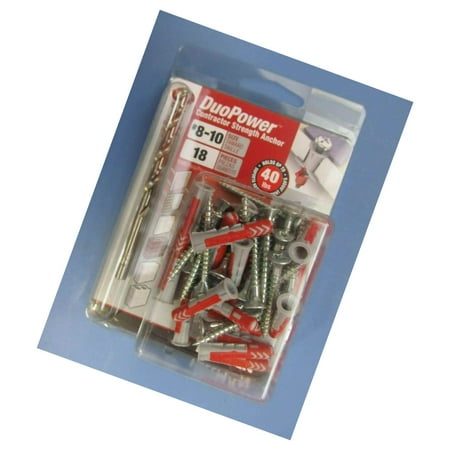 

Duopower Contractor Strength Anchors Size #8-10 18 Pcs. W/Drill. New