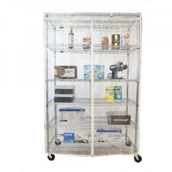 Covered Living Storage Shelving unit cover see through PVC, fits racks
