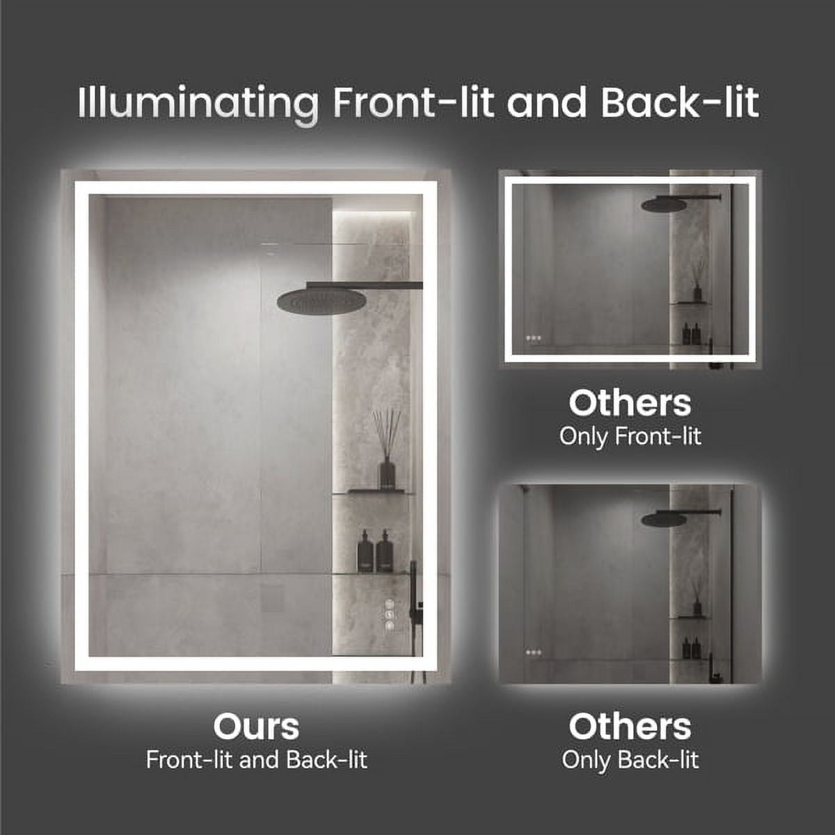 24"x36" LED Bathroom Mirror - Front/Back Lit Vanity Mirror with 3 Color Temp, Anti-Fog & Dimmable Memory Function for Modern Bathrooms