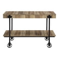 thumbnail image 5 of Hyssop 1-Shelf Wood Sofa Table with Wheels, Rustic Oak and Black, 5 of 9