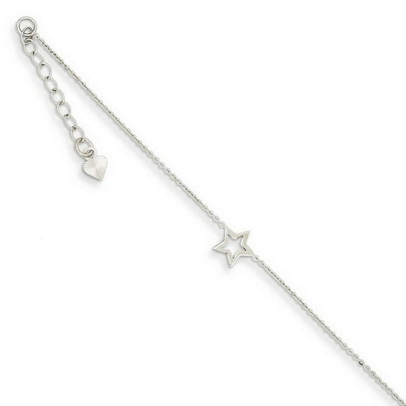 Primal Gold 14 Karat White Gold Adjustable Star with 1-inch Extension Anklet