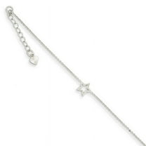 Primal Gold 14 Karat White Gold Adjustable Star with 1-inch Extension Anklet