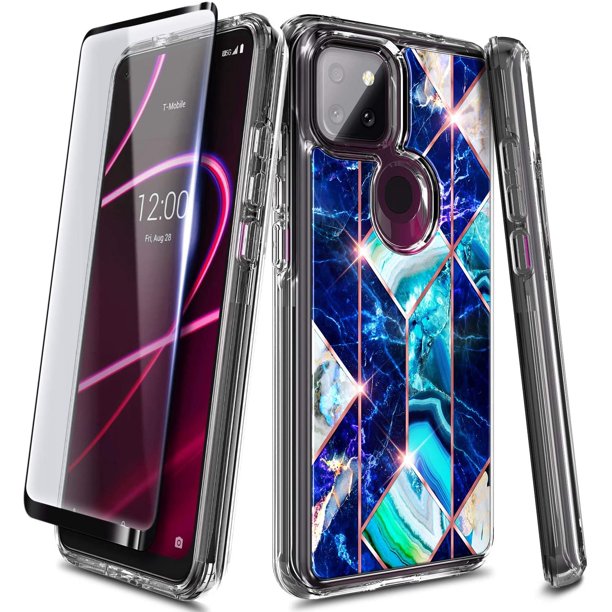TMobile REVVL 5G Case with Tempered Glass Screen Protector (Full