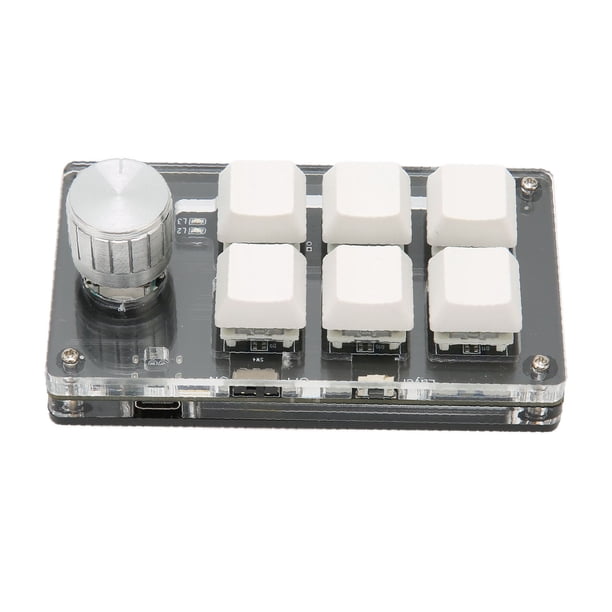 Mini Teclado de 6 Teclas Con Perilla, Teclado Mecánnico Macro Programable Con Una Sola Mano Contruptor Azul, Inalmbrico, Cable USB, Para Juegos de Oficina y Medios