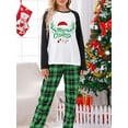 thumbnail image 5 of Christmas Family Pajamas Matching Set, Long Sleeve Letters Print T-shirt with Plaid Pants Sleepwear Loungewear, 5 of 8
