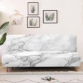 thumbnail image 4 of ZIATUBLES Gray Marble Armless Sofa Futon Slipcover, Stretch Soft Couch Cover with Elastic Bottom, Dustproof Washable Sofa Bed Cover for Living Room Bedroom, 4 of 9