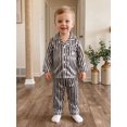 thumbnail image 4 of RUINIXCW Toddler Baby Girl Boy Silk Satin Pajamas Set Kids Spring Fall Winter PJS Set Sleepwear Striped Button Down Collar Long Sleeve Shirt Tops and Pants Set Loungewear Homewear, 4 of 9