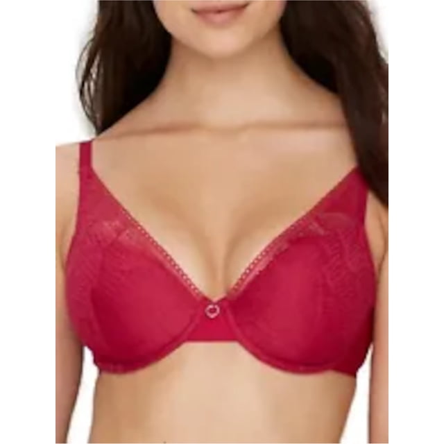 CHANTELLE Intimates Pink Plunge Padded Demi Ring Hardware Underwire Bra 32DD