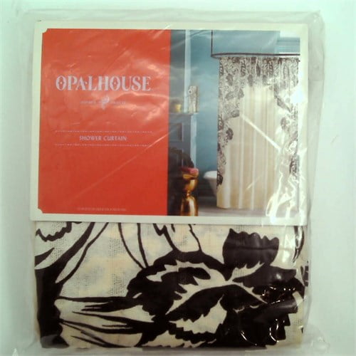 Opalhouse Floral Print Edged Shower Curtain White/Black