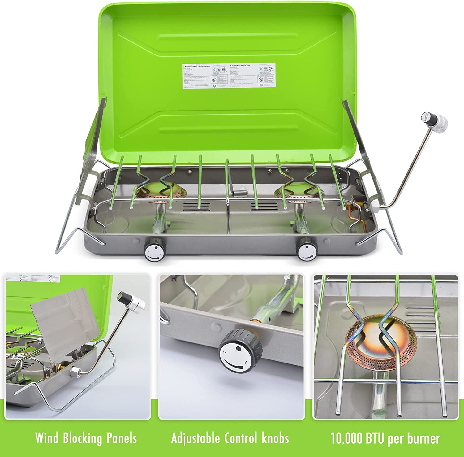 Flame King 2-Burner Portable Camping Stove Grill for Outdoor