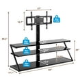 thumbnail image 3 of Yesurprise Adjustable Tempered Glass TV Stand TV Floor Holder Swivel Entertainment Center with Metal Frame Wire Management Modern Entertainment Shelves for Living Room, 3 of 7