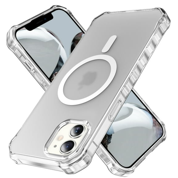 ELEHOLD Case for iPhone 12 Pro / 12 6.1", Shockproof Magnetic Matte Case with Wireless Charging Support,Clear
