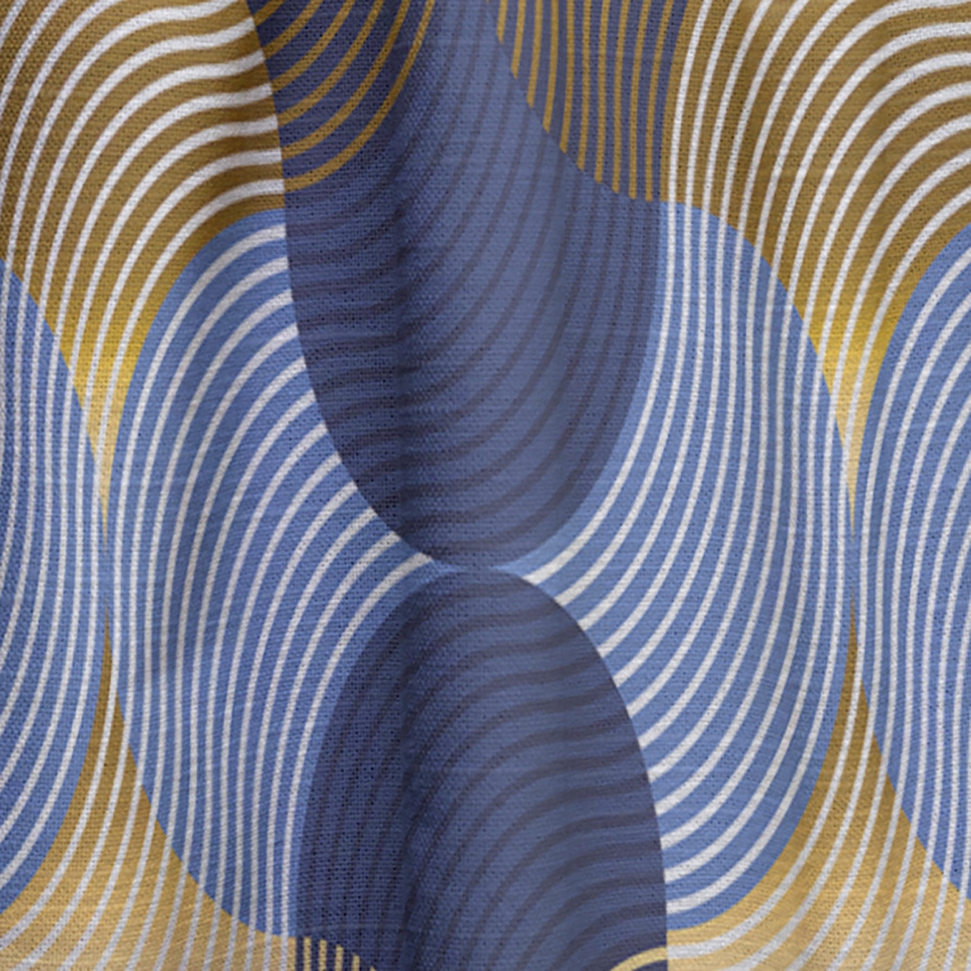 Designart 'Retro Luxury Waves In Blue and Gold II' Mid-Century Modern Curtain Panel