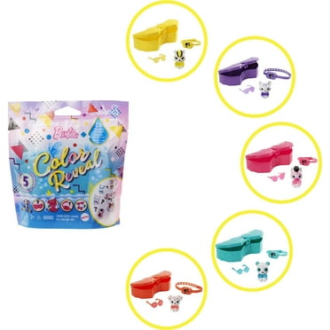 Barbie Color Reveal Pet Set with Figure & 3 Accessories, Sunglasses-shaped Case, 5 Surprises