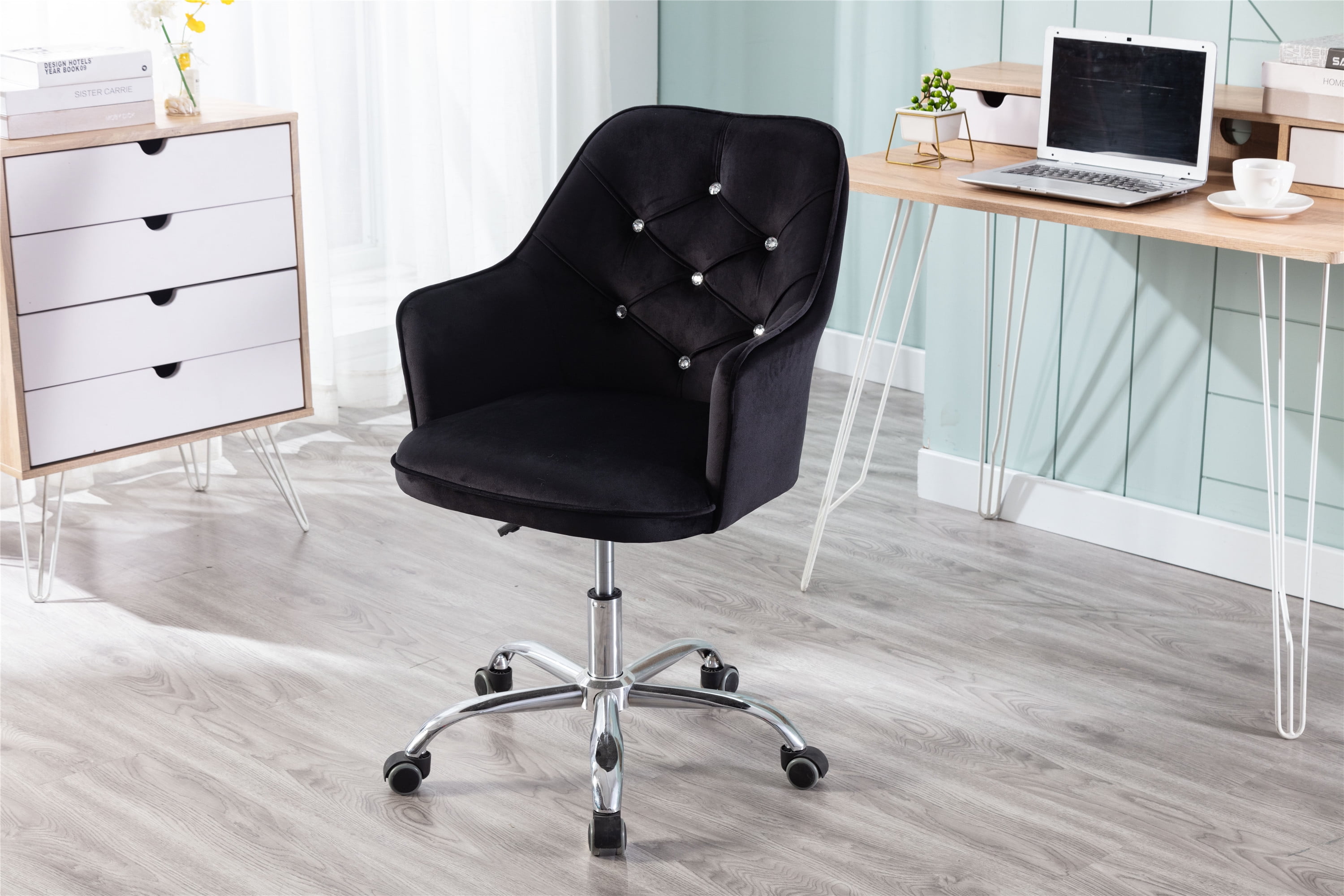 Details about   Swivel Chair Velvet Shell Modern Leisure Arm Chair Ergonomic Office Racing Chair 