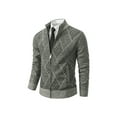 thumbnail image 3 of DYMADE Men's Knitted Geometric Full Zip Stand-Up Collar Knitted Bolero Cardican Sweater, 3 of 4