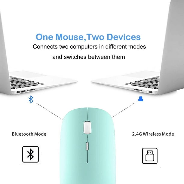 Souris Bluetooth sans fil pour MacBook Pro/Air/Mac/iPad/ordinateur  portable/ordinateur de bureau/Mac/PC/ordinateur/mobile - Souris de bureau  portable mince et silencieuse avec adaptateur USB-C Souris sans fil 2,4 GHz
