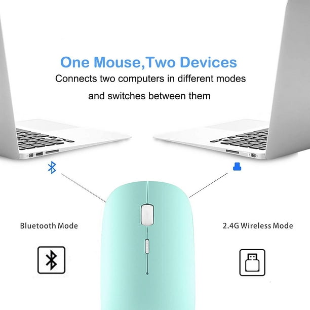 Souris sans fil 2,4 GHz avec récepteur USB pour ordinateur portable -  Rechargeable - Souris sans fil compatible avec Apple MacBook Air/Pro, iPad,  Mac