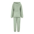 thumbnail image 3 of adviicd Women's Fuzzy Fleece Sweatsuits Sets Loungewear Long Sleeve Hoodies and Pants 2 Piece Fluffy Outfits with Pockets (Green, S), 3 of 4