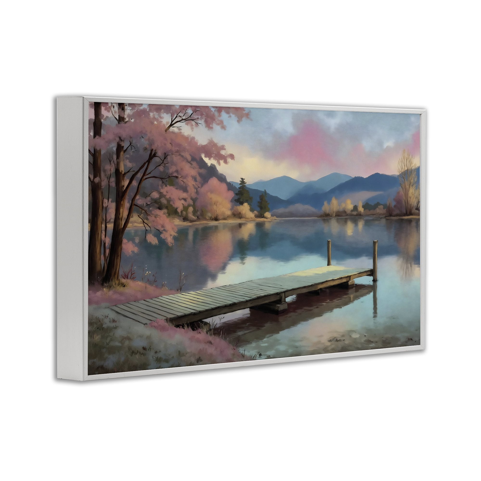 Stupell Industries Pink Dock at Sunset White Framed Giclee Art, design by Creative Studio