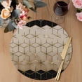 thumbnail image 3 of Brown Geometric Round 13 Inch Placemats Set of 4, Modern Abstract Art Ombre HeatResistant Non Slip Place Mats for Dining Table, Wipeable Braided Kitchen Table Mats for Housewarming, 3 of 9