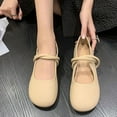thumbnail image 2 of Lovskoo 2024 Women's Ballet Flat Shoes Dress Shoes Slip On Round Toe Soybean Soft Bottom Card Buckle Gentle Flat Elegant Shallow Mouth Single Soft Bottom Non-Slip Flat Shoes Khaki, 2 of 8