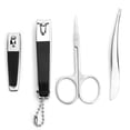 thumbnail image 1 of 4pcs Nail Clipper Stainless Steel Nail Cutter Eyebrow Scissors Tweezer Portable Manicure Set, 1 of 8