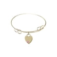 thumbnail image 1 of 7 1/2 inch Round Double Loop Bangle Bracelet w/ Heart medal charm w/ Rose Swarovski Crystal, 1 of 3