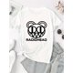 thumbnail image 2 of Women'S Casual Crew Neck T-Shirt with Geometric Mouse & Letter Print, Fashionable Short Sleeve Polyester Knit Top, Medium Stretch, All-Season Comfort, 95% Polyester 5% Spandex, 180g/m² - Summer Holid, 2 of 6
